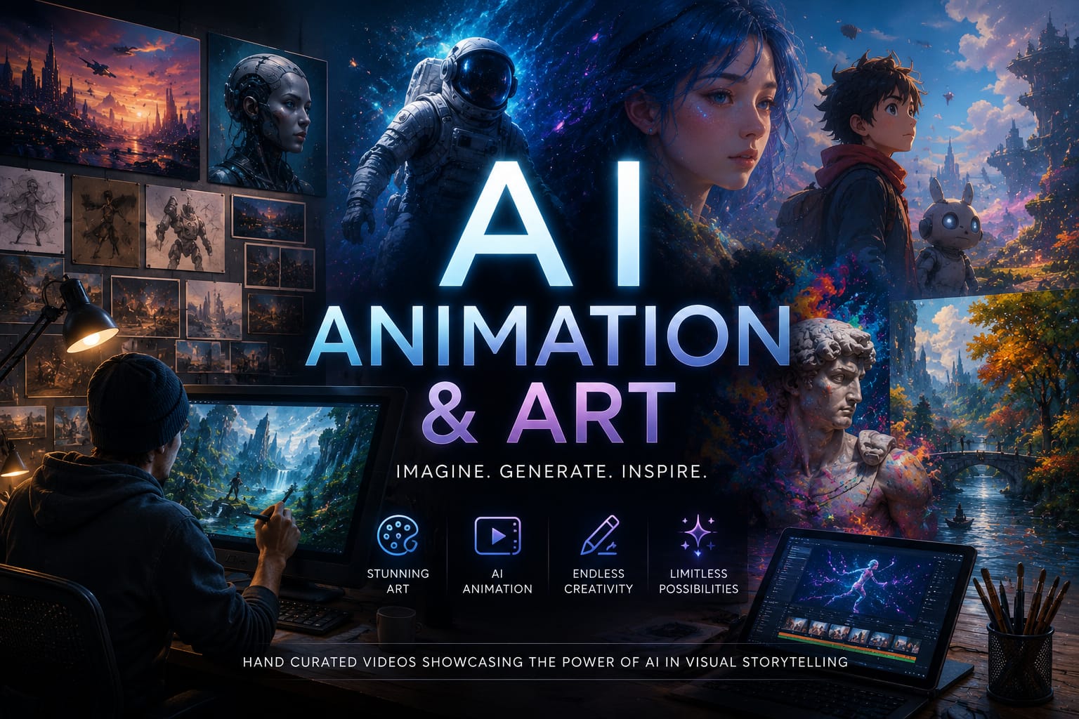 Welcome to our AI video and Art gallery which displays a collection of Animated art that has been created using AI