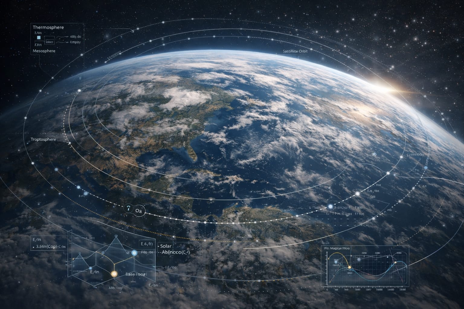 Earth with scientific data overlays representing AI-assisted research