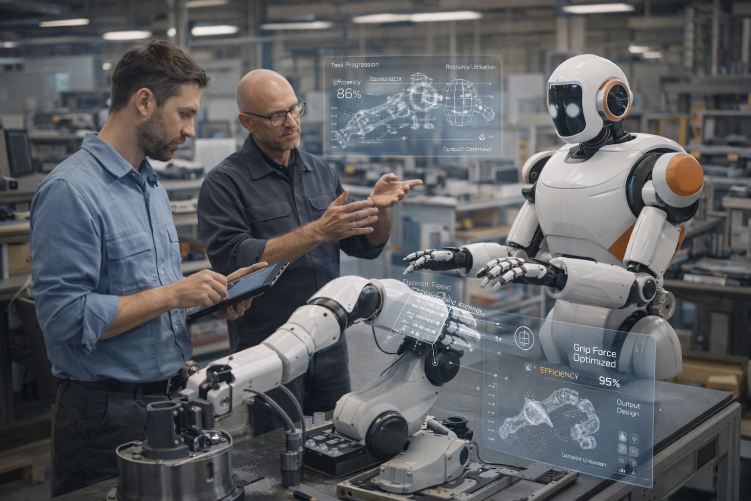 Humans and robots collaborating in a future manufacturing setting