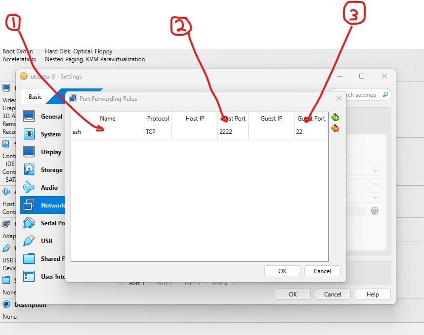 Set the port forward details