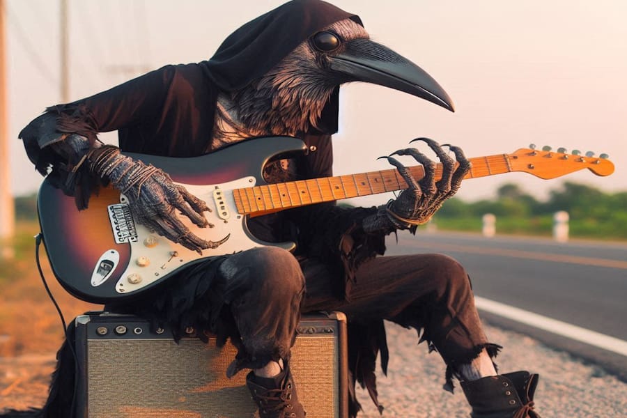 Crow playing Guitar