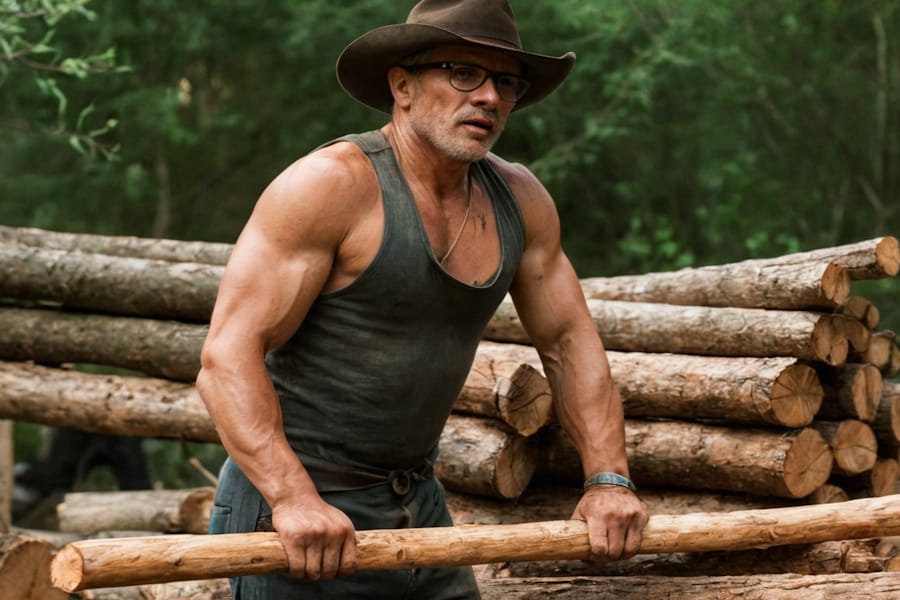 Man Picking up wood