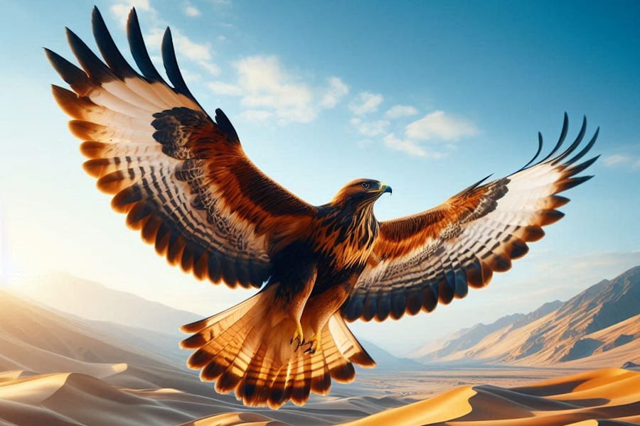 Eagle flying over dessert